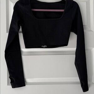 OQQ New Black Long Sleeve Crop Top